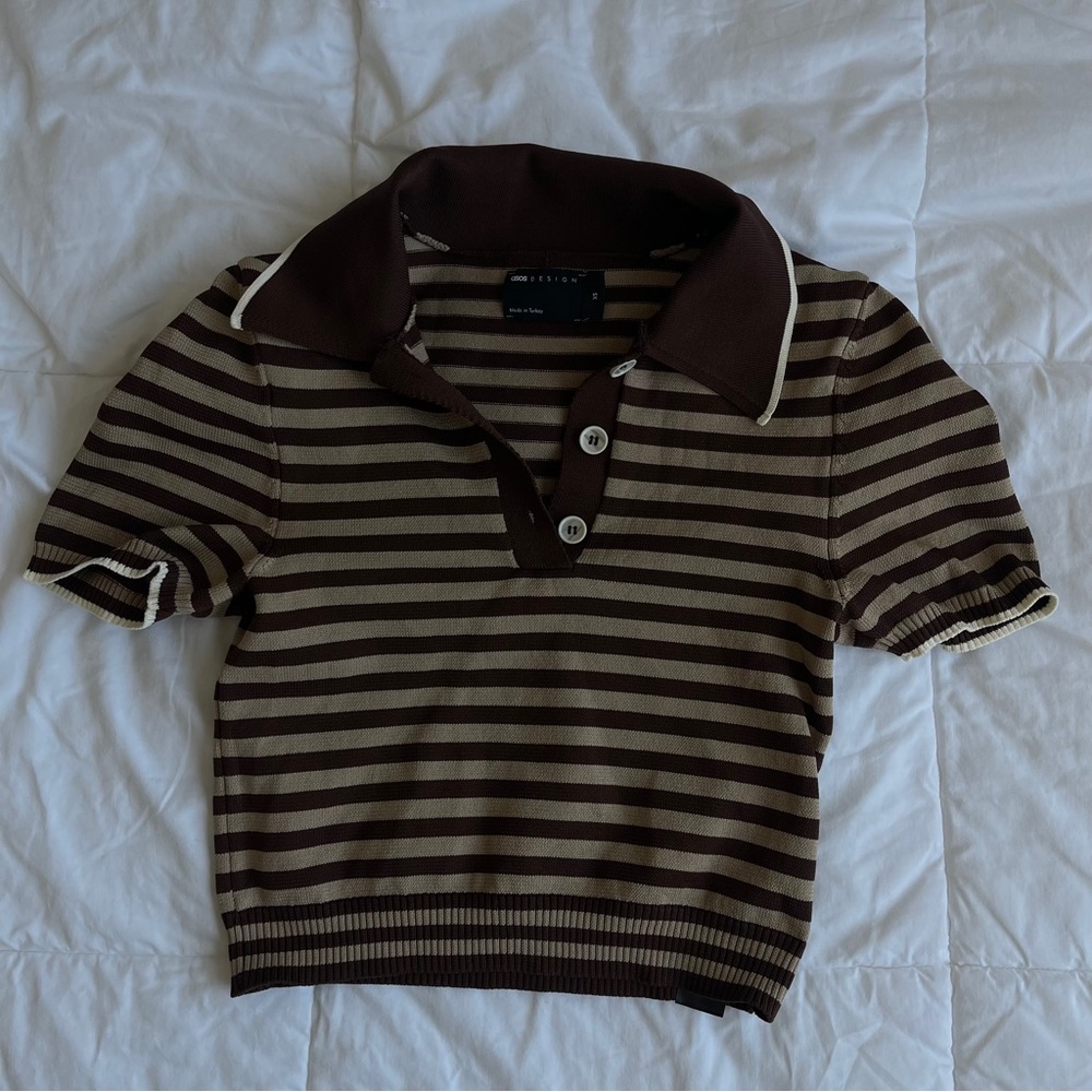 Brown Striped xs Polo Shirt